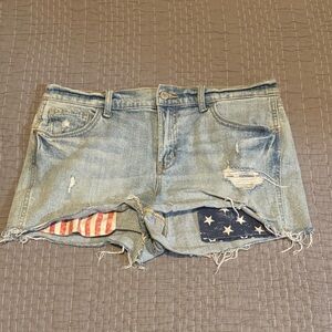 Old Navy Distressed American Flag Boyfriend Jean Shorts